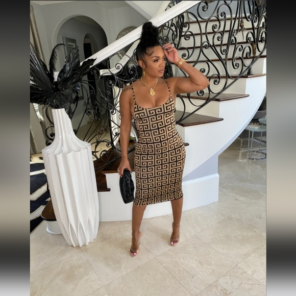 Logo Print Slinky Midi Dress - Picture 3 of 3